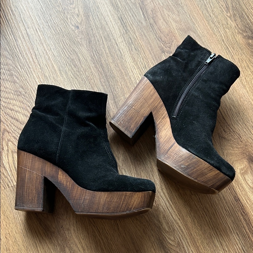 Nordstrom Black Suede Platform Ankle Boots